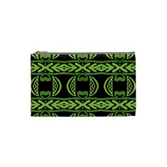 Green Shapes On A Black Background Pattern Cosmetic Bag (small)