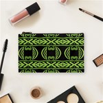 Green shapes on a black background pattern Cosmetic Bag (Small) Front