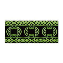 Green Shapes On A Black Background Pattern Hand Towel