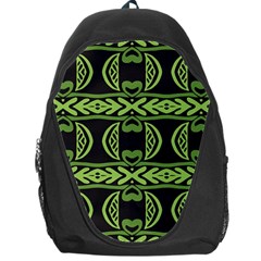 Green Shapes On A Black Background Pattern Backpack Bag