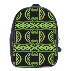 Green Shapes On A Black Background Pattern School Bag (xl)