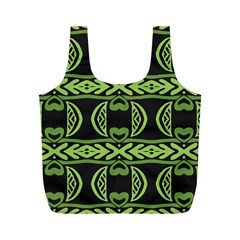 Green Shapes On A Black Background Pattern Full Print Recycle Bag (m)