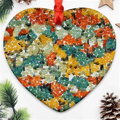 Paint Strokes In Retro Colors Ornament (heart) by LalyLauraFLM