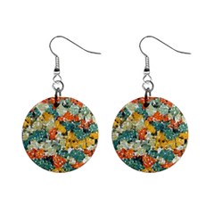 Paint Strokes In Retro Colors 1  Button Earrings