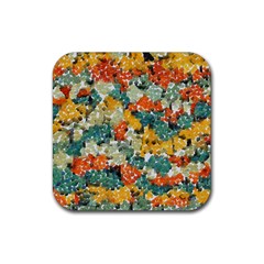 Paint Strokes In Retro Colors Rubber Coaster (square)