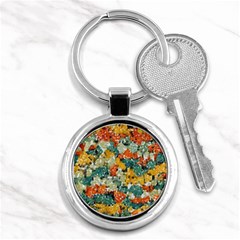 Paint Strokes In Retro Colors Key Chain (round) by LalyLauraFLM