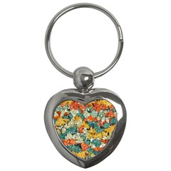 Paint Strokes In Retro Colors Key Chain (heart)