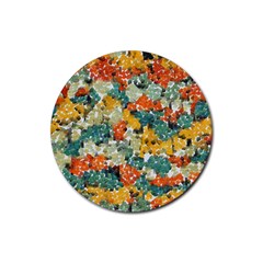 Paint Strokes In Retro Colors Rubber Coaster (round)