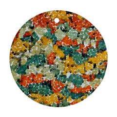 Paint Strokes In Retro Colors Round Ornament (two Sides)