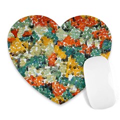 Paint Strokes In Retro Colors Heart Mousepad by LalyLauraFLM