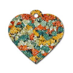 Paint Strokes In Retro Colors Dog Tag Heart (two Sides)