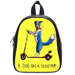 A Dog On A Scooter School Bag (small) by retz