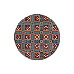 Squares Rectangles And Other Shapes Pattern Rubber Coaster (round)