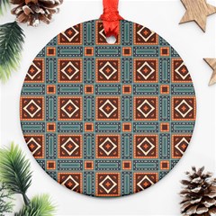 Squares Rectangles And Other Shapes Pattern Round Ornament (two Sides) by LalyLauraFLM