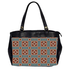 Squares Rectangles And Other Shapes Pattern Oversize Office Handbag (two Sides)