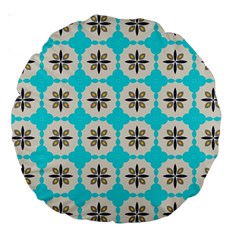 Floral Pattern On A Blue Background 18  Premium Round Cushion 