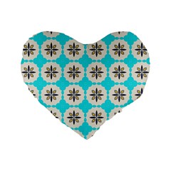 Floral Pattern On A Blue Background 16  Premium Heart Shape Cushion 