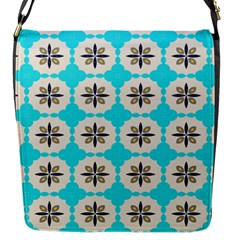 Floral Pattern On A Blue Background Flap Closure Messenger Bag (small) by LalyLauraFLM