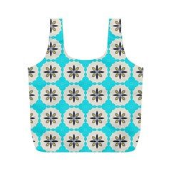 Floral Pattern On A Blue Background Full Print Recycle Bag (m)