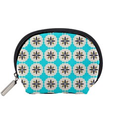 Floral Pattern On A Blue Background Accessory Pouch (small)