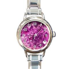 Amethyst Stone Of Healing Round Italian Charm Watch