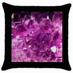 Amethyst Stone Of Healing Black Throw Pillow Case