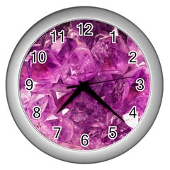 Amethyst Stone Of Healing Wall Clock (silver)