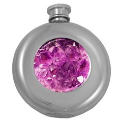 Amethyst Stone Of Healing Hip Flask (round) by FunWithFibro