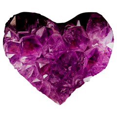 Amethyst Stone Of Healing 19  Premium Flano Heart Shape Cushion by FunWithFibro