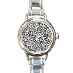 Elegant Glittery Floral Round Italian Charm Watch