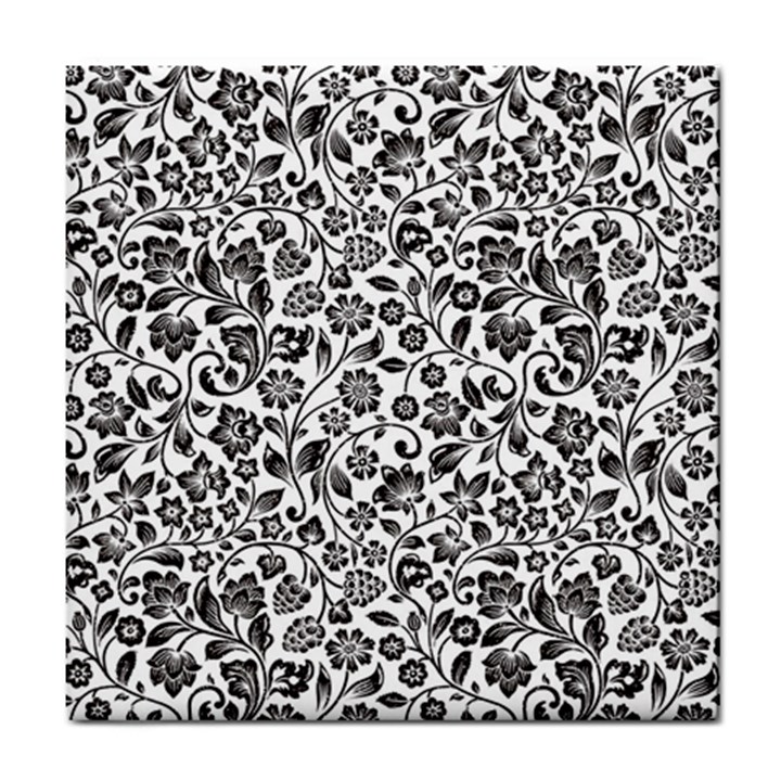 Elegant Glittery Floral Ceramic Tile