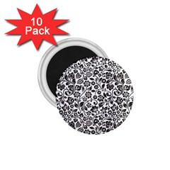 Elegant Glittery Floral 1 75  Button Magnet (10 Pack)