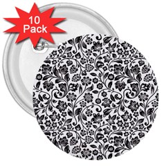 Elegant Glittery Floral 3  Button (10 Pack)