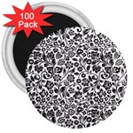 Elegant Glittery Floral 3  Button Magnet (100 pack) Front