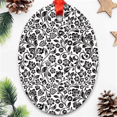 Elegant Glittery Floral Oval Ornament (two Sides)