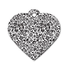 Elegant Glittery Floral Dog Tag Heart (two Sided)