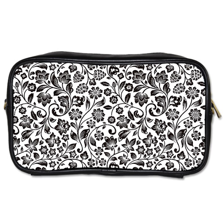 Elegant Glittery Floral Travel Toiletry Bag (Two Sides)