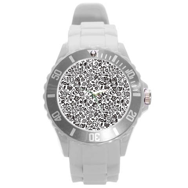 Elegant Glittery Floral Plastic Sport Watch (Large)