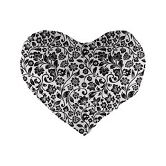 Elegant Glittery Floral 16  Premium Heart Shape Cushion 