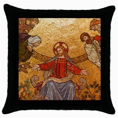 gold jesus Black Throw Pillow Case