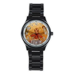 gold jesus Sport Metal Watch (Black)