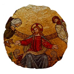 gold jesus 18  Premium Flano Round Cushion 