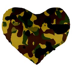 Camo Pattern  19  Premium Flano Heart Shape Cushion