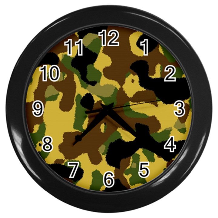 Camo Pattern  Wall Clock (Black)