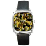 Camo Pattern  Square Leather Watch Front