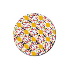 Dots And Rhombus Rubber Coaster (round) by LalyLauraFLM