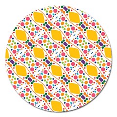 Dots And Rhombus Magnet 5  (round) by LalyLauraFLM