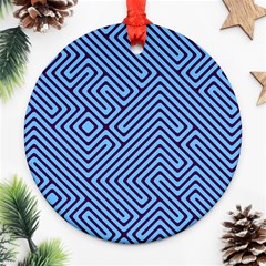 Blue Maze Round Ornament (two Sides)