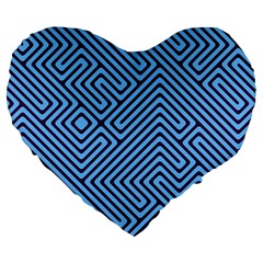 Blue Maze 19  Premium Heart Shape Cushion