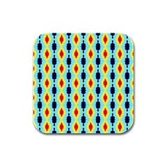 Yellow Chains Pattern Rubber Square Coaster (4 Pack)